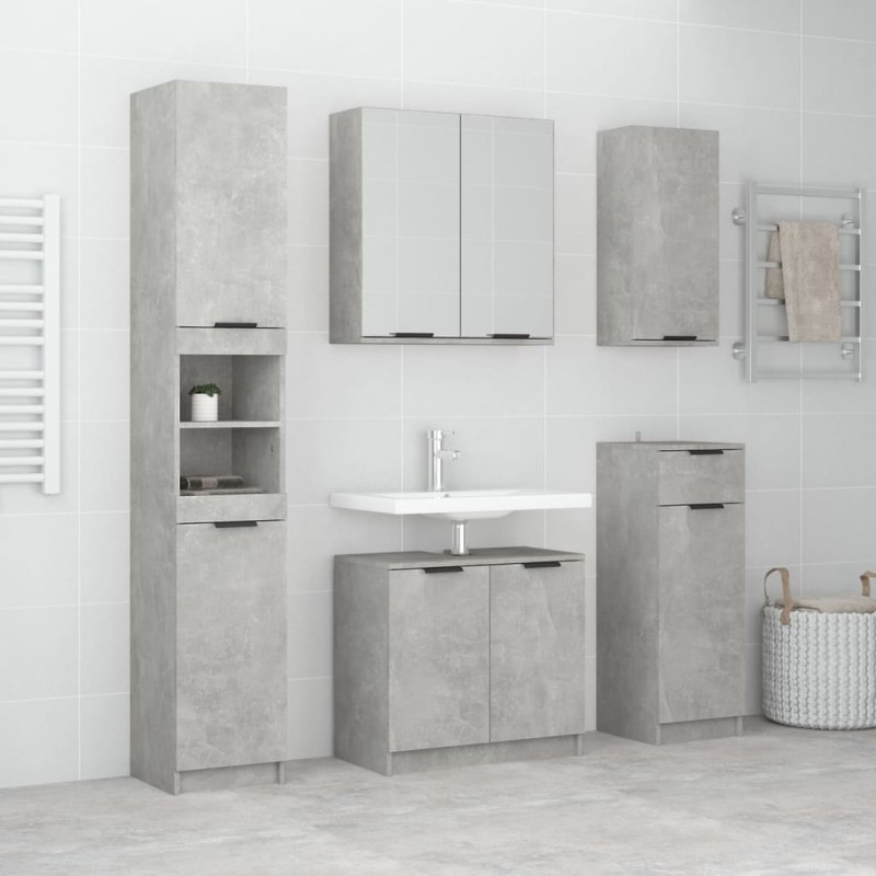 vidaXL Set muebles de baño 2 piezas madera contrachapada gris hormigón vidaXL Set muebles de baño 2 piezas madera contrachapada gris hormigón