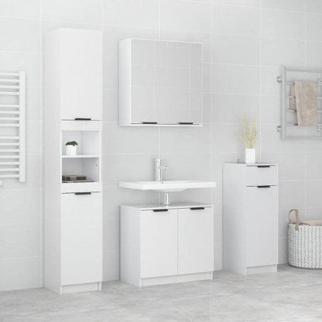 vidaXL Set muebles de baño 4 piezas madera contrachapada blanco brillo