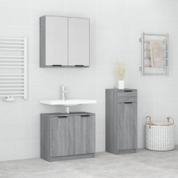 vidaXL Set de muebles de baño 3 pzas madera contrachapada gris sonoma