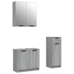 vidaXL Set de muebles de baño 3 pzas madera contrachapada gris sonoma
