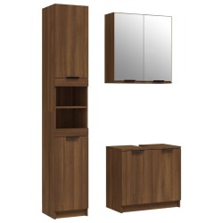vidaXL Set de muebles de baño 3 pzas madera contrachapada roble marrón