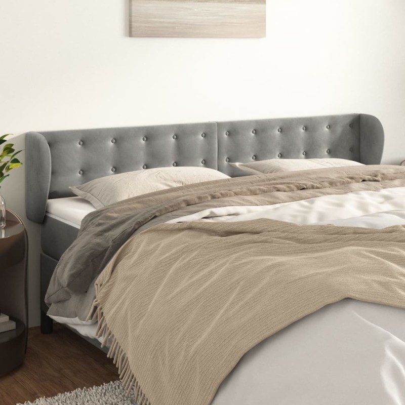 vidaXL Cabecero de terciopelo gris claro 163x23x78/88 cm vidaXL Cabecero de terciopelo gris claro 163x23x78/88 cm