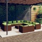 vidaXL Set muebles de jardín 14 piezas cojines ratán sintético marrón vidaXL Set muebles de jardín 14 piezas cojines ratán sintético marrón