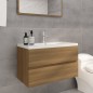 vidaXL Mueble de baño con lavabo madera contrachapada marrón roble vidaXL Mueble de baño con lavabo madera contrachapada marrón roble