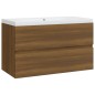 vidaXL Mueble de baño con lavabo madera contrachapada marrón roble vidaXL Mueble de baño con lavabo madera contrachapada marrón roble