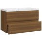 vidaXL Mueble de baño con lavabo madera contrachapada marrón roble vidaXL Mueble de baño con lavabo madera contrachapada marrón roble