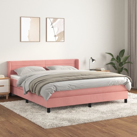 vidaXL Cama box spring con colchón terciopelo rosa 180x200 cm