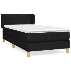 vidaXL Cama box spring con colchón tela negro 90x200 cm