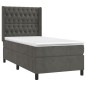 vidaXL Cama box spring con colchón terciopelo gris oscuro 90x190 cm vidaXL Cama box spring con colchón terciopelo gris oscuro 90x190 cm