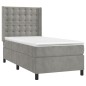 vidaXL Cama box spring con colchón terciopelo gris claro 80x200 cm vidaXL Cama box spring con colchón terciopelo gris claro 80x200 cm