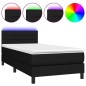 vidaXL Cama box spring colchón y luces LED tela negro 90x190 cm vidaXL Cama box spring colchón y luces LED tela negro 90x190 cm