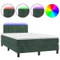 vidaXL Cama box spring colchón y LED terciopelo verde oscuro 120x200cm