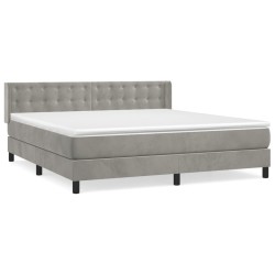 vidaXL Cama box spring con colchón terciopelo gris claro 160x200 cm