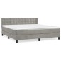 vidaXL Cama box spring con colchón terciopelo gris claro 160x200 cm vidaXL Cama box spring con colchón terciopelo gris claro 160x200 cm