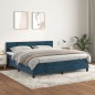 vidaXL Cama box spring con colchón terciopelo azul oscuro 160x200 cm vidaXL Cama box spring con colchón terciopelo azul oscuro 160x200 cm