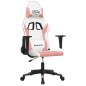 vidaXL Silla gaming cuero sintético blanco y rosa vidaXL Silla gaming cuero sintético blanco y rosa