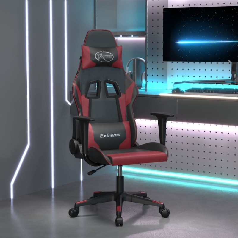 vidaXL Silla gaming cuero sintético negro y rojo vino tinto vidaXL Silla gaming cuero sintético negro y rojo vino tinto