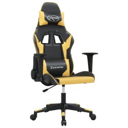 vidaXL Silla gaming cuero sintético negro y dorado