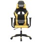 vidaXL Silla gaming cuero sintético negro y dorado vidaXL Silla gaming cuero sintético negro y dorado