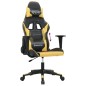 vidaXL Silla gaming cuero sintético negro y dorado vidaXL Silla gaming cuero sintético negro y dorado