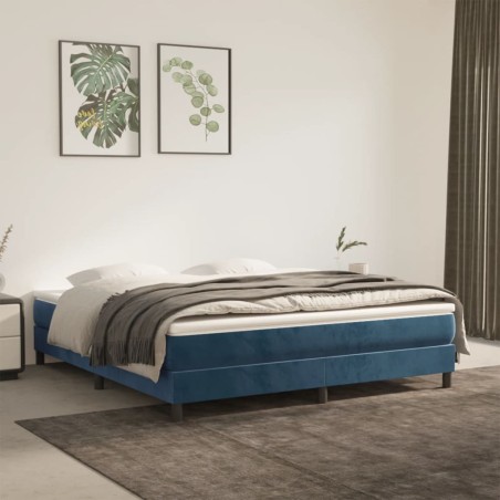 vidaXL Cama box spring con colchón terciopelo azul oscuro 160x200 cm