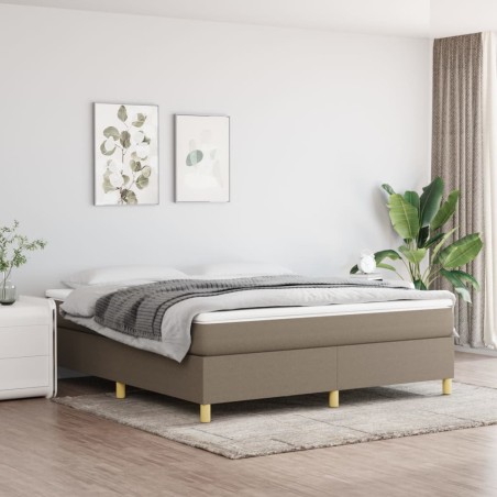 vidaXL Cama box spring con colchón tela gris taupe 180x200 cm