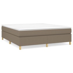 vidaXL Cama box spring con colchón tela gris taupe 180x200 cm