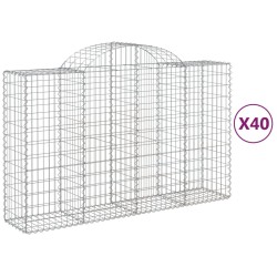 vidaXL Cestas gaviones 40 uds forma de arco hierro 200x50x120/140 cm