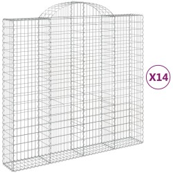 vidaXL Cestas gaviones 14 uds forma de arco hierro 200x50x180/200 cm