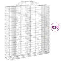 vidaXL Cestas de gaviones 10 uds forma de arco hierro 200x50x220/240cm