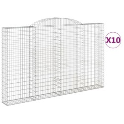 vidaXL Cestas de gaviones 10 uds forma de arco hierro 300x30x180/200cm