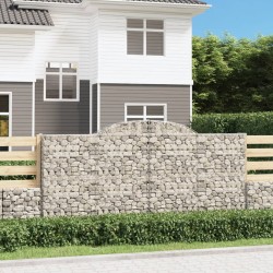 vidaXL Cestas gaviones 17 uds forma de arco hierro 300x30x140/160 cm