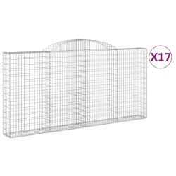 vidaXL Cestas gaviones 17 uds forma de arco hierro 300x30x140/160 cm