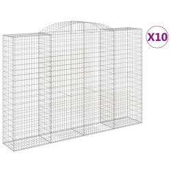 vidaXL Cestas de gaviones 10 uds forma de arco hierro 300x50x200/220cm