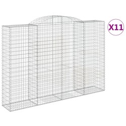 vidaXL Cestas de gaviones 11 uds forma de arco hierro 300x50x200/220cm