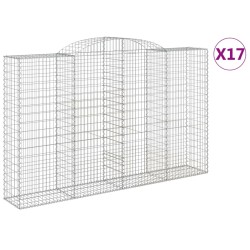 vidaXL Cestas de gaviones 17 uds forma de arco hierro 300x50x180/200cm
