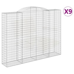vidaXL Cestas de gaviones 9 uds forma de arco hierro 300x50x220/240 cm
