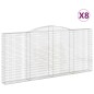 vidaXL Cestas de gaviones 8 uds forma de arco hierro 400x30x180/200 cm