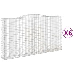 vidaXL Cestas de gaviones 6 uds forma de arco hierro 400x50x220/240 cm