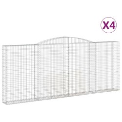 vidaXL Cestas gaviones 4 uds forma de arco hierro 400x30x160/180 cm