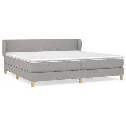 vidaXL Cama box spring con colchón tela gris claro 200x200 cm