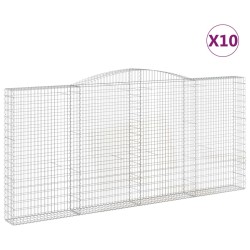 vidaXL Cestas de gaviones 10 uds forma de arco hierro 400x30x180/200cm