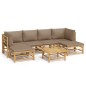 vidaXL Set de muebles de jardín 7 piezas bambú y cojines gris taupe vidaXL Set de muebles de jardín 7 piezas bambú y cojines gris taupe