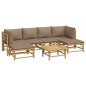 vidaXL Set de muebles de jardín 7 piezas bambú y cojines gris taupe vidaXL Set de muebles de jardín 7 piezas bambú y cojines gris taupe