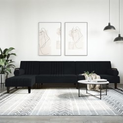 vidaXL Sofá cama en forma de L terciopelo negro 260x140x70 cm