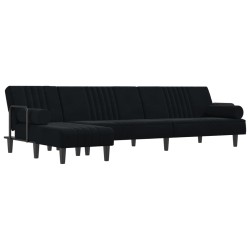 vidaXL Sofá cama en forma de L terciopelo negro 260x140x70 cm