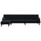 vidaXL Sofá cama en forma de L terciopelo negro 260x140x70 cm vidaXL Sofá cama en forma de L terciopelo negro 260x140x70 cm