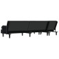 vidaXL Sofá cama en forma de L terciopelo negro 260x140x70 cm vidaXL Sofá cama en forma de L terciopelo negro 260x140x70 cm