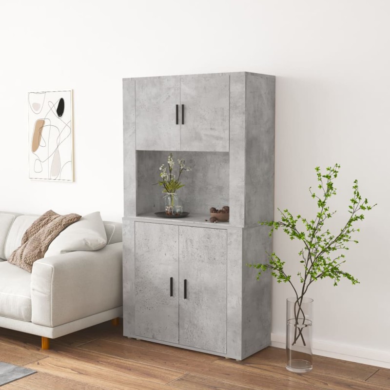 vidaXL Aparador alto madera contrachapada gris hormigón vidaXL Aparador alto madera contrachapada gris hormigón