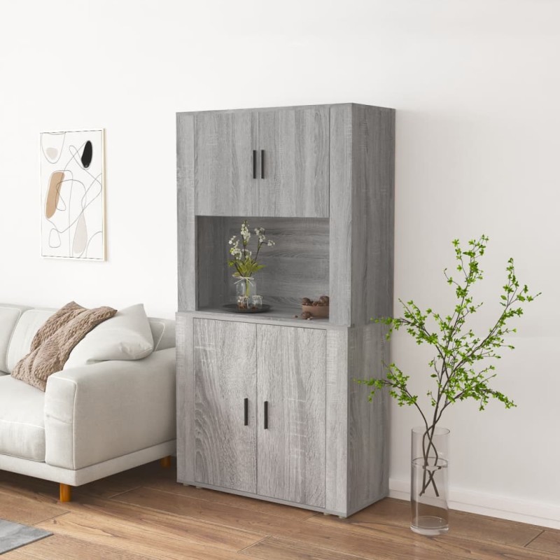 vidaXL Aparador alto de madera contrachapada gris Sonoma vidaXL Aparador alto de madera contrachapada gris Sonoma